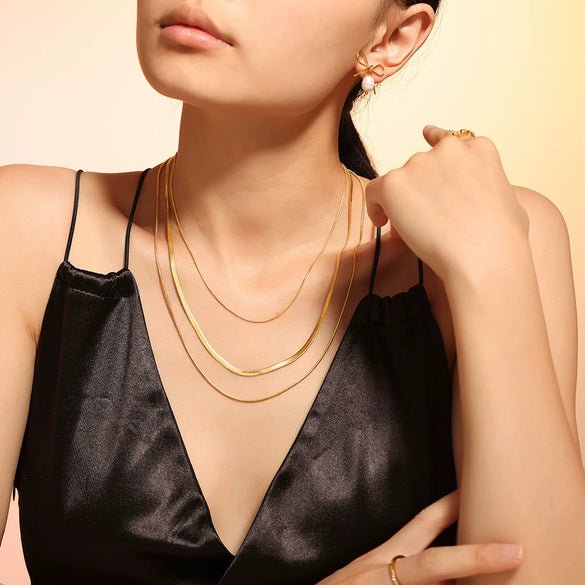 Fashion 316L Stainless Steel Necklace Hiphop Style Multilayer Stacked Choker Geometric Electroplating Light Luxury Men's And Women's Same Style