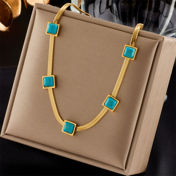 Fashion Titanium Steel Snake Bone Chain Geometric Clavicle Necklace With Electroplating