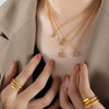 Fashion 316L Stainless Steel Twelve Constellation Geometric Rhinestone Inlaid Necklace Accessories