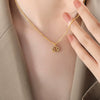 Fashion 316L Stainless Steel Twelve Constellation Geometric Rhinestone Inlaid Necklace Accessories