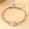 Fashion Titanium Steel Women's Bracelet With Nine Pearl Threelayer Design Cartoon Plant Flowers Electroplated