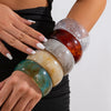 Fashion Translucent Smudged Acrylic Handmade Bracelet For Women Round Wide