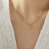 Fashion Trend Diamond Pendant Necklace With 26 Letters For Women Titanium Steel Gold Plated Electroplated Mixed Gemstone Setting