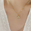 Fashion Trend Diamond Pendant Necklace With 26 Letters For Women Titanium Steel Gold Plated Electroplated Mixed Gemstone Setting