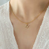 Fashion Trend Diamond Pendant Necklace With 26 Letters For Women Titanium Steel Gold Plated Electroplated Mixed Gemstone Setting