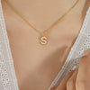 Fashion Trend Diamond Pendant Necklace With 26 Letters For Women Titanium Steel Gold Plated Electroplated Mixed Gemstone Setting