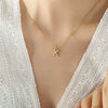 Fashion Trend Diamond Pendant Necklace With 26 Letters For Women Titanium Steel Gold Plated Electroplated Mixed Gemstone Setting