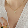 Fashion Trend Diamond Pendant Necklace With 26 Letters For Women Titanium Steel Gold Plated Electroplated Mixed Gemstone Setting