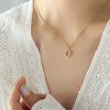 Fashion Trend Diamond Pendant Necklace With 26 Letters For Women Titanium Steel Gold Plated Electroplated Mixed Gemstone Setting