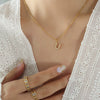 Fashion Trend Diamond Pendant Necklace With 26 Letters For Women Titanium Steel Gold Plated Electroplated Mixed Gemstone Setting