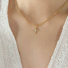 Fashion Trend Diamond Pendant Necklace With 26 Letters For Women Titanium Steel Gold Plated Electroplated Mixed Gemstone Setting