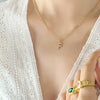 Fashion Trend Diamond Pendant Necklace With 26 Letters For Women Titanium Steel Gold Plated Electroplated Mixed Gemstone Setting