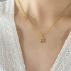 Fashion Trend Diamond Pendant Necklace With 26 Letters For Women Titanium Steel Gold Plated Electroplated Mixed Gemstone Setting
