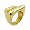 Fashion Trend Exaggerated Double Layer Stone Ring Stainless Steel Gold Plated Geometric Style For Women