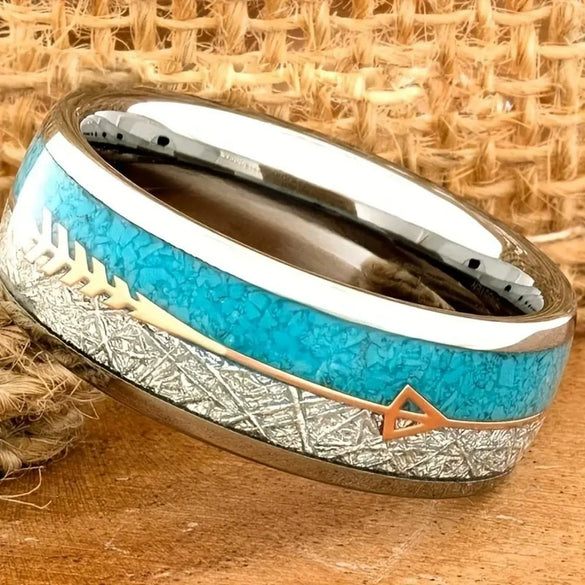 Fashion Trend Hip Hop Silver Wood Grain Arrow Stainless Steel Ring For Men And Women