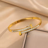 Fashion Trend Micro Inlaid Zircon Niche Design Exquisite Titanium Steel Nail Bracelet For Women With Vacuum Furnace Electroplating And Geometric Style