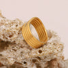 Fashion Trend Ring Stainless Steel 18K Gold Plated Multilayer Twisted Geometric Design