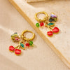 Fashion Trendy Conch Shell Stainless Steel Fruit Butterfly Pendant Earrings With Electroplating