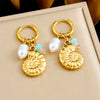 Fashion Trendy Conch Shell Stainless Steel Fruit Butterfly Pendant Earrings With Electroplating