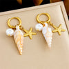 Fashion Trendy Conch Shell Stainless Steel Fruit Butterfly Pendant Earrings With Electroplating