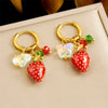 Fashion Trendy Conch Shell Stainless Steel Fruit Butterfly Pendant Earrings With Electroplating