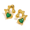 Fashion Trendy Ear Jewelry Stainless Steel 18K Gold Plated Asymmetrical Heart Earrings