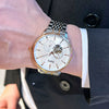 Fashion Trendy Fully Automatic Mechanical Men's Watch With Doublesided Cut Out Solid Butterfly Buckle Steel Belt Alloy Case Mineral Reinforced Glass Mirror