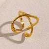 Fashion Trendy Niche Design Hand Jewelry Stainless Steel 18K Gold Plated Fourclaw Open Ring Geometric Pattern Electroplated