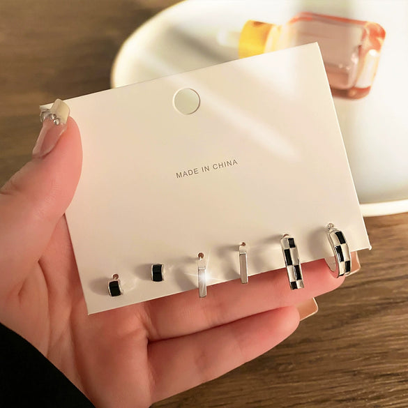 Fashion Trendy Oildropping Heart Butterfly Imitation Pearl Alloy Earrings Set For Women With Electroplating