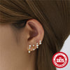 Fashion Trendy Simple Geometric S925 Sterling Silver Fourpiece Set Women's Ear Studs With Inlaid Zircon
