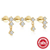Fashion Trendy Simple Geometric S925 Sterling Silver Fourpiece Set Women's Ear Studs With Inlaid Zircon