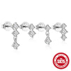 Fashion Trendy Simple Geometric S925 Sterling Silver Fourpiece Set Women's Ear Studs With Inlaid Zircon