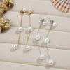 Fashion Trendy Women's Earrings 316L Stainless Steel Glass Beads Gold Long Tassel Electroplating Design