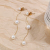 Fashion Trendy Women's Earrings 316L Stainless Steel Glass Beads Gold Long Tassel Electroplating Design