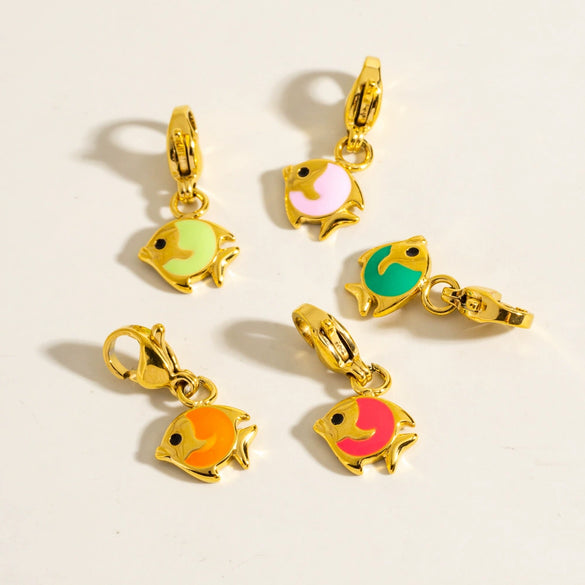 Fashion Tropical Fish Stainless Steel Jewelry Accessories Cute Oil Dropping Marine Elements Fish Pendant