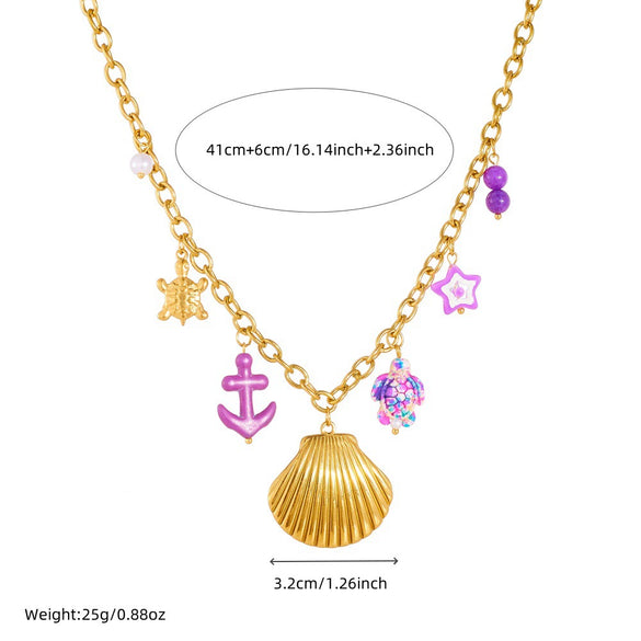Fashion Turtle Animal Zodiac Stainless Steel Goldplated Pendant Necklace