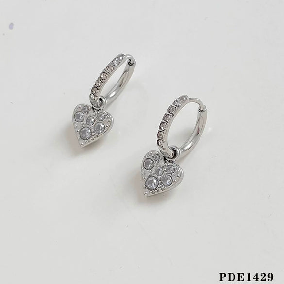 Fashion Twowear Detachable Love Pendant Earrings Stainless Steel Diamondencrusted Electroplated Geometric Light Luxury Jewelry