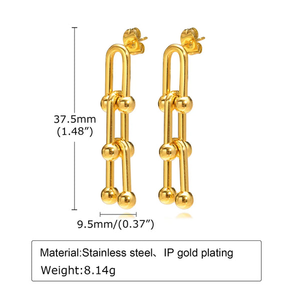 Fashion U Shape Stainless Steel Drop Earrings Plating Stainless Steel Earrings