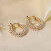 Fashion U Shape Stainless Steel Inlay Pearl Hoop Earrings 1 Pair