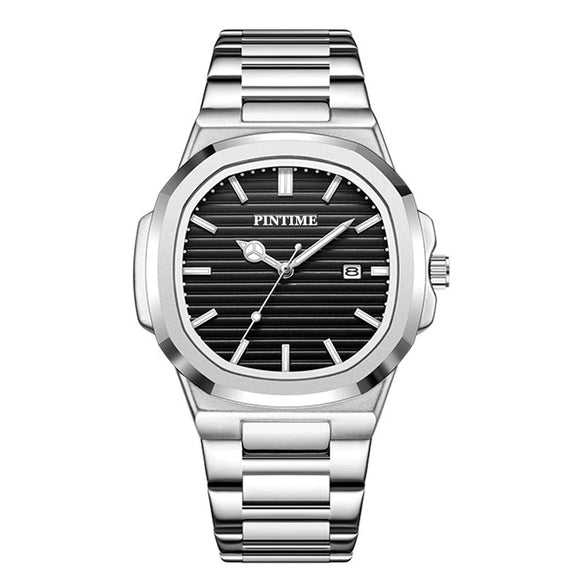 Fashion Ultrathin Men's Alloy And Stainless Steel Quartz Watch With Luminous Calendar Waterproof Round Dial