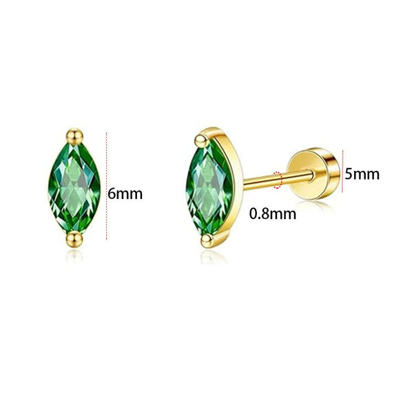 Fashion Unisex Geometric Stainless Steel Earrings With Emerald Set Zircon And Electroplating Design