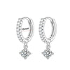 Fashion Unisex Geometric Stainless Steel Earrings With Emerald Set Zircon And Electroplating Design