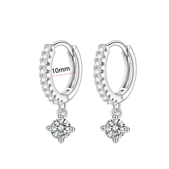 Fashion Unisex Geometric Stainless Steel Earrings With Emerald Set Zircon And Electroplating Design