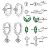 Fashion Unisex Geometric Stainless Steel Earrings With Emerald Set Zircon And Electroplating Design