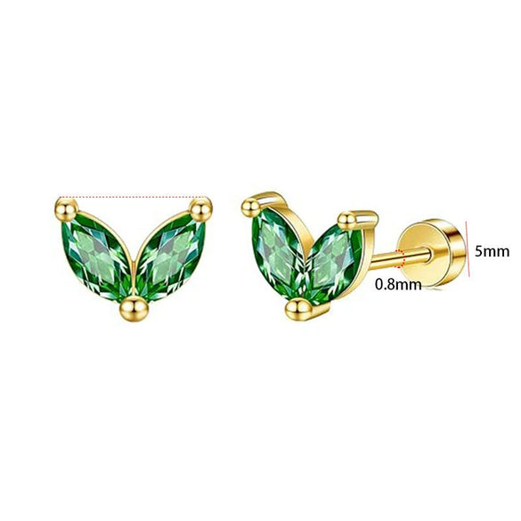Fashion Unisex Geometric Stainless Steel Earrings With Emerald Set Zircon And Electroplating Design