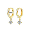Fashion Unisex Geometric Stainless Steel Earrings With Emerald Set Zircon And Electroplating Design