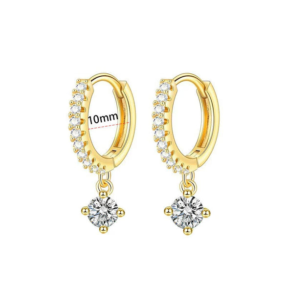 Fashion Unisex Geometric Stainless Steel Earrings With Emerald Set Zircon And Electroplating Design