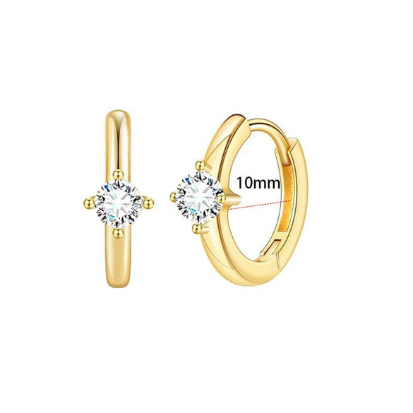 Fashion Unisex Geometric Stainless Steel Earrings With Emerald Set Zircon And Electroplating Design