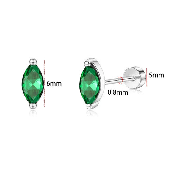 Fashion Unisex Geometric Stainless Steel Earrings With Emerald Set Zircon And Electroplating Design