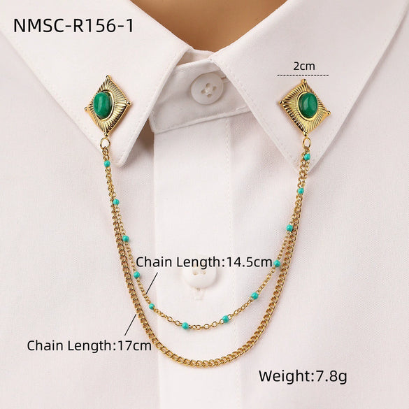 Fashion Unisex Geometric Stainless Steel Shirt Collar Pin Jewelry With Electroplating Treatment